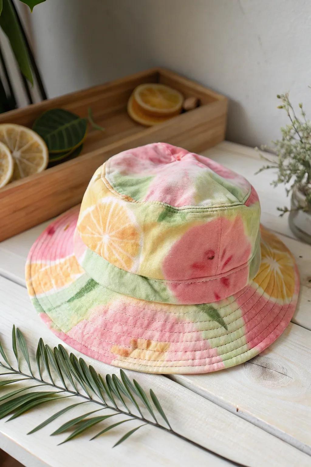 Juicy hues for your headwear: Transform your hat with fruit-inspired tie-dye magic!