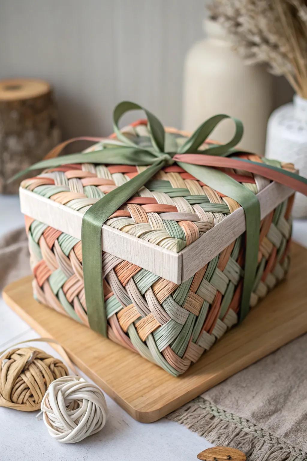Elevate your gift wrapping with this lush ribbon weaving technique—perfect for adding a pop of color and sophistication!