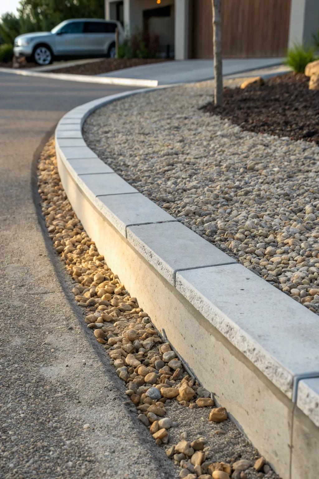 Transform your driveway with sleek concrete curbing for a modern, low-maintenance edge.