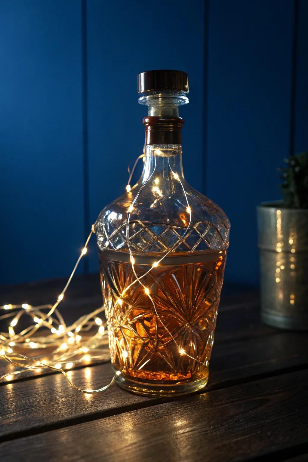 Illuminate your space with artisanal charm: String Light Bottle for cozy evenings.