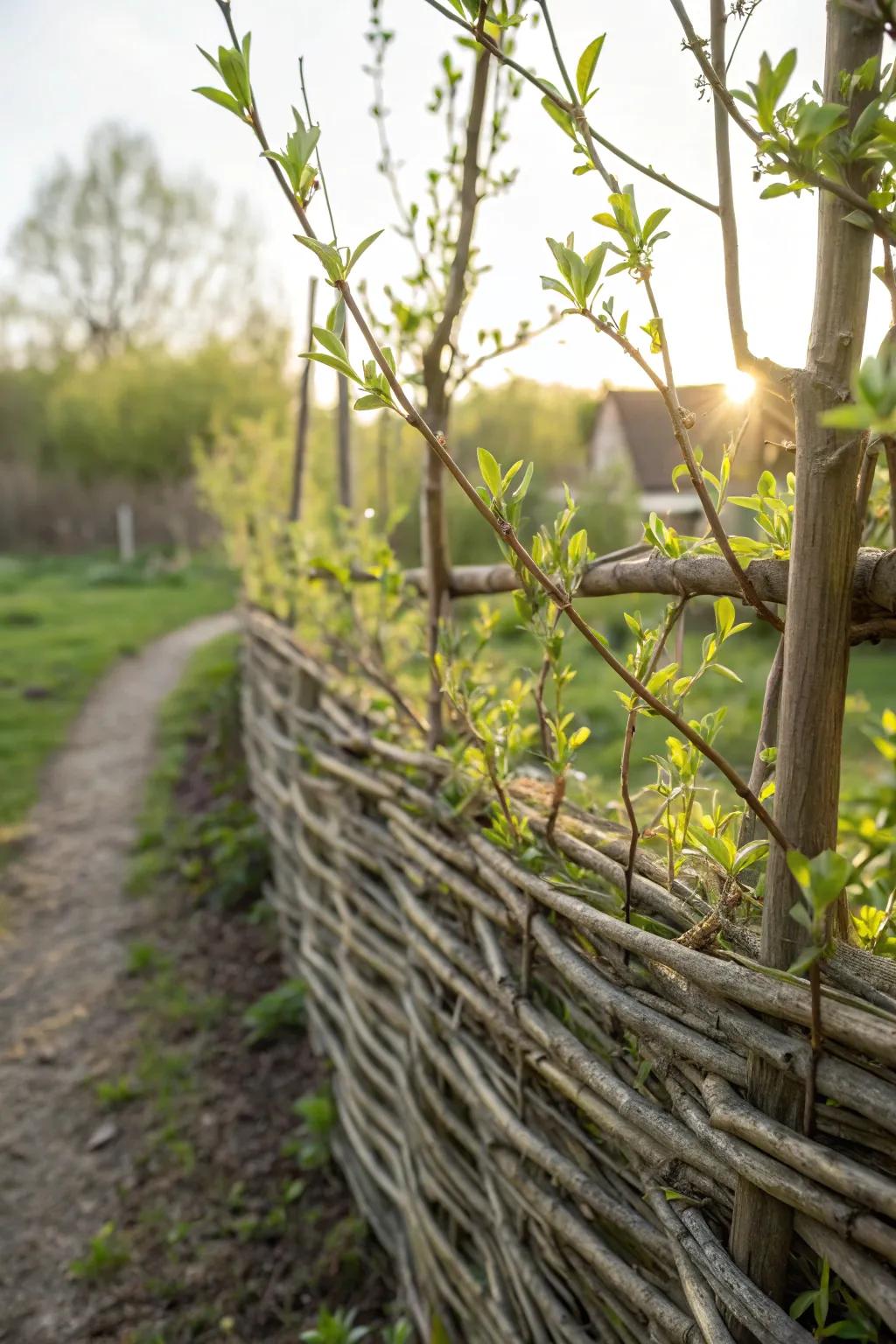 Embrace nature's elegance with a handcrafted living willow fence—where simplicity meets natural beauty.