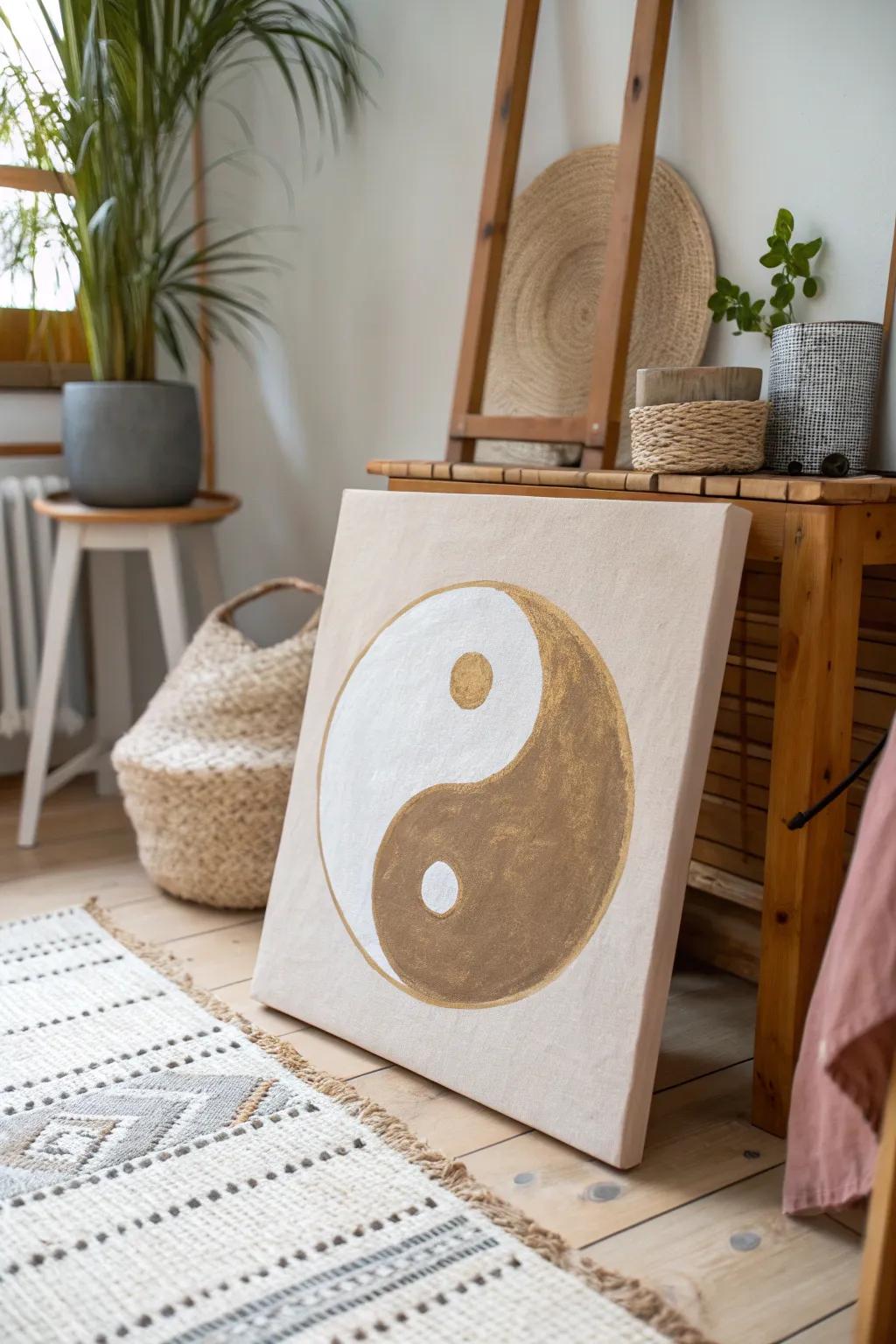 Elevate your meditation space with the calming presence of a Yin Yang masterpiece. #ScandinavianBoho #MindfulDecor