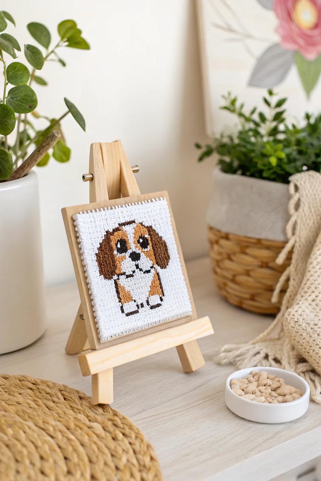 Celebrate your furry friends with minimalist perler bead portraits - a charming nod to craftsmanship and natural beauty.