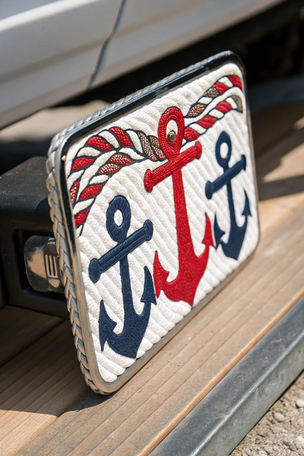 Set sail on your next adventure with a nautical-themed hitch cover. Crafted with passion, designed for dreamers.