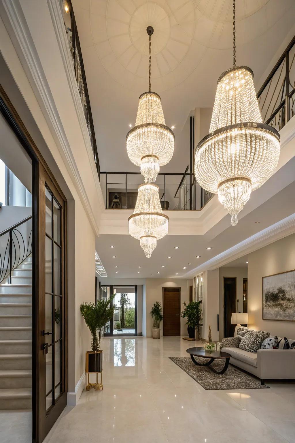 Sculptural light fixtures serving as art in a modern home