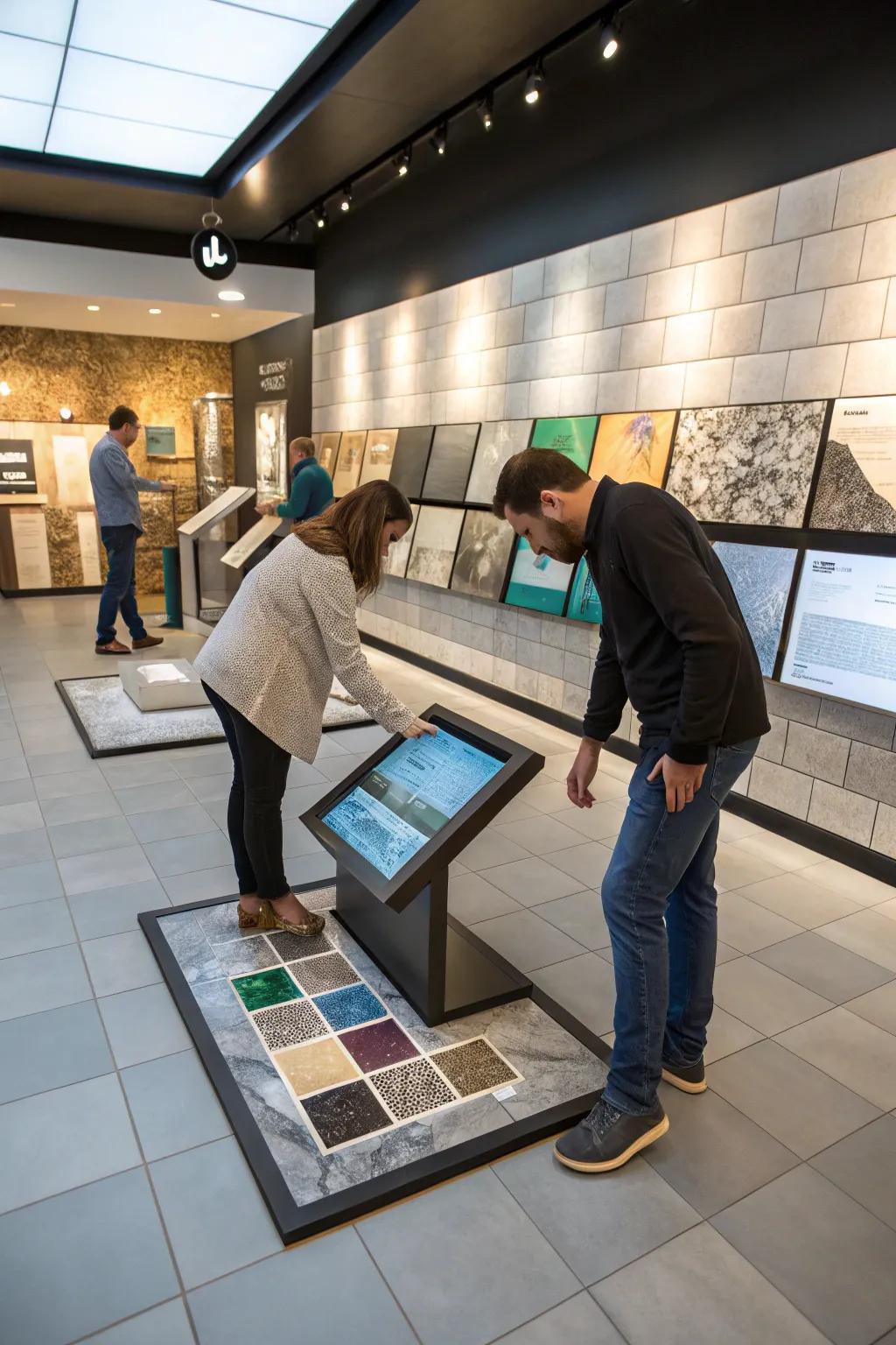 Interactive floor displays for firsthand customer experience.