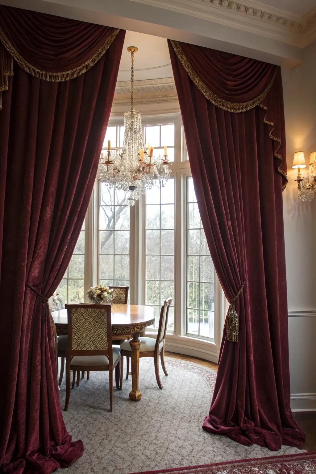 Dramatic drapery adds visual impact.