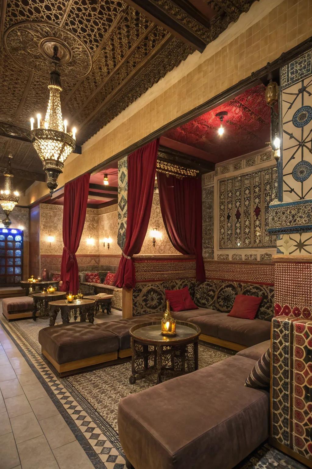 A hookah lounge offers a laid-back and authentic Moroccan experience.