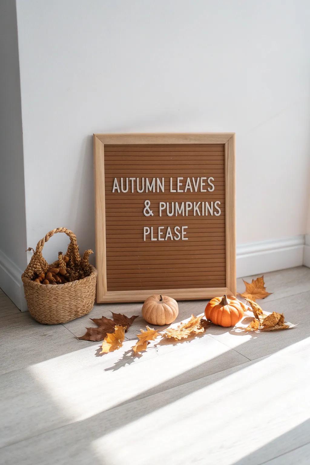 Embrace the cozy simplicity of autumn with a touch of whimsy and charm.