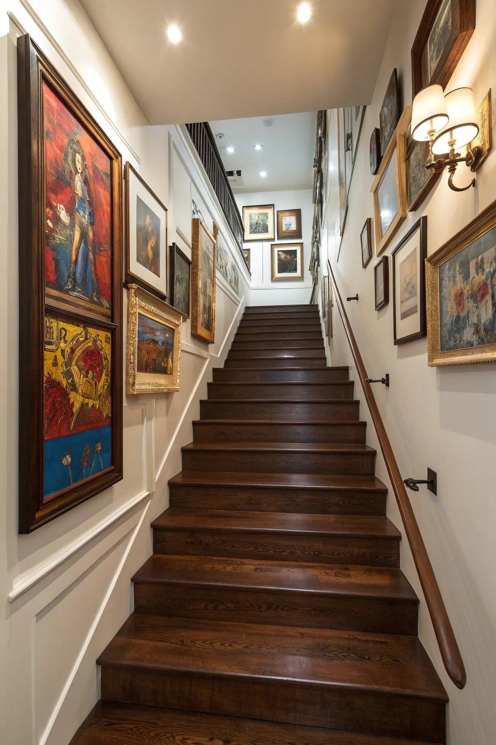 Elevate your staircase journey with bold artworks that captivate and inspire.
