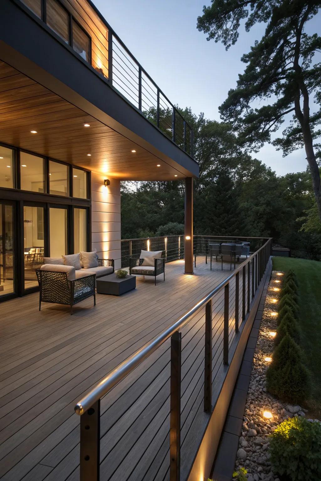 Hidden lights create a sleek and sophisticated ambiance.