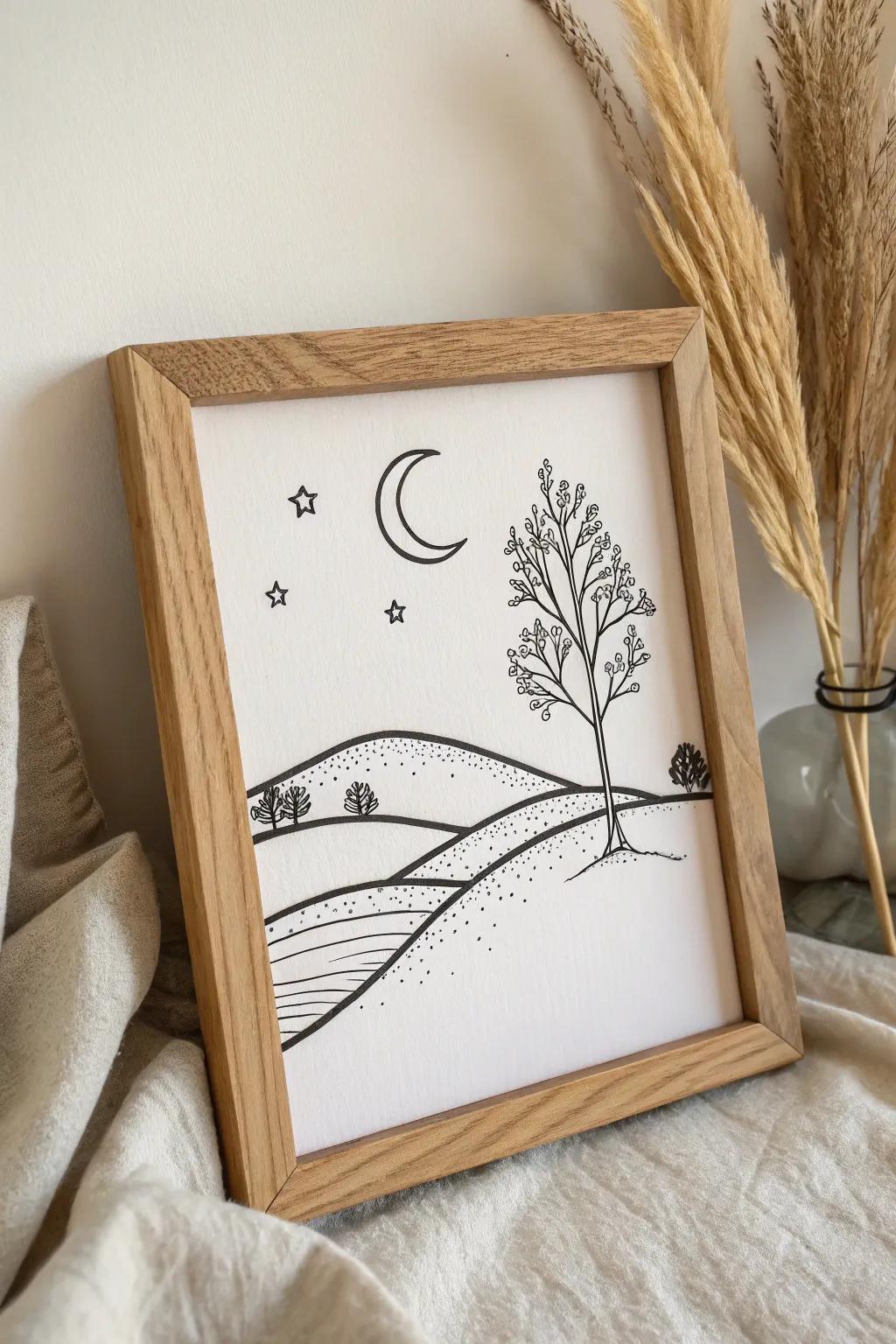 Embrace tranquility with minimalist landscape silhouettes—serenity in every line.