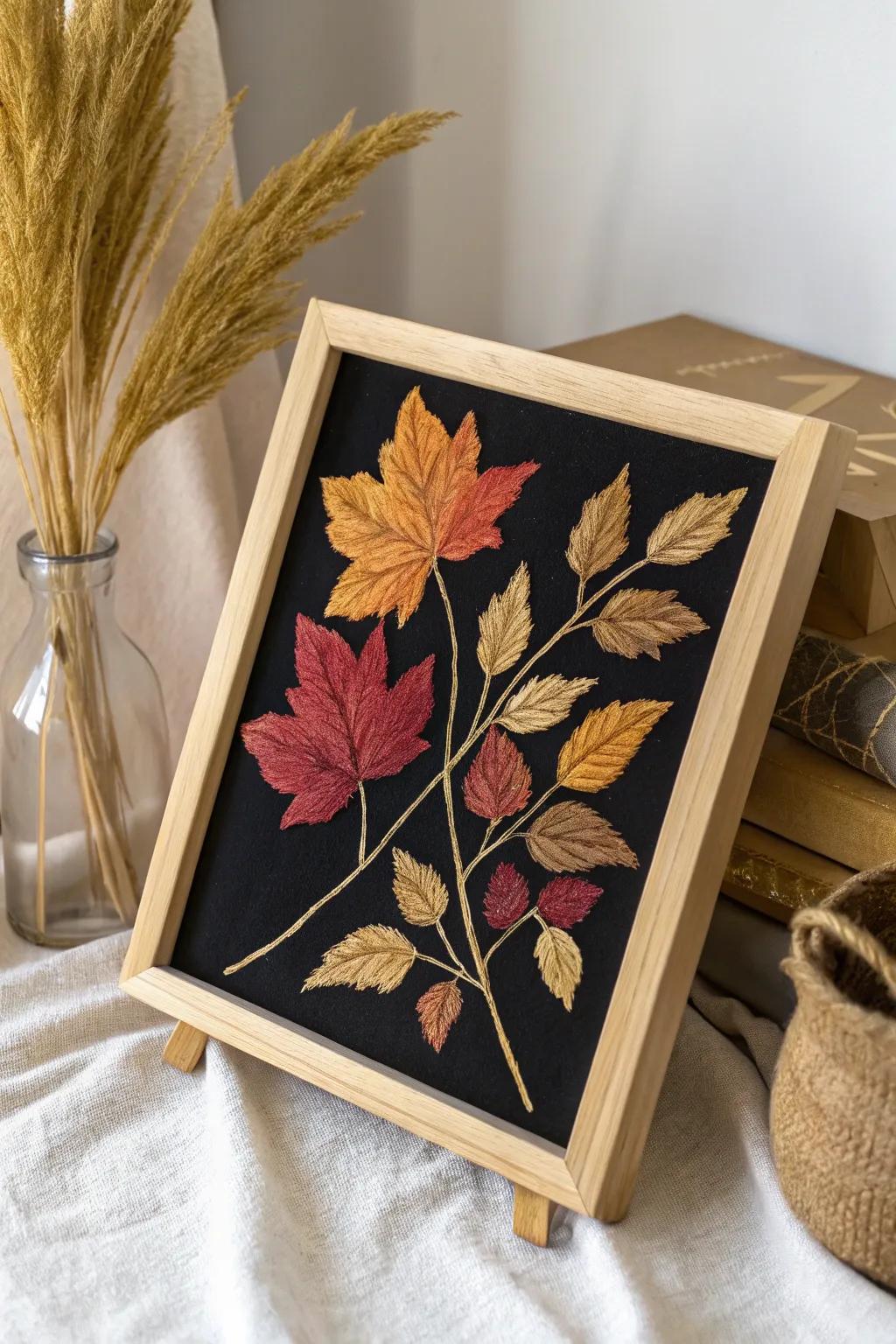 Capture the cozy essence of autumn with this stunning seasonal painting on black canvas.