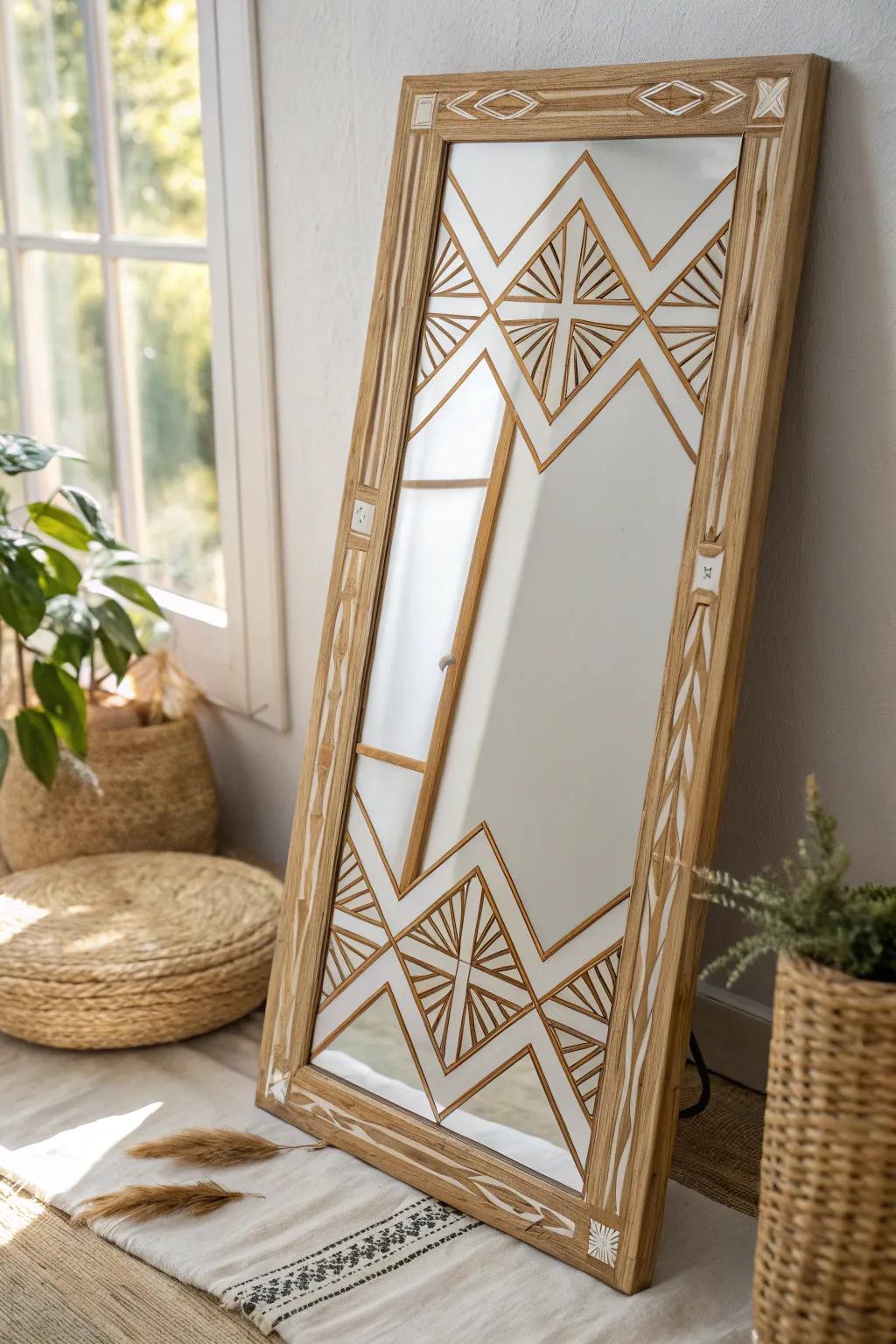 Transform your space with the elegance of geometric mirror art.