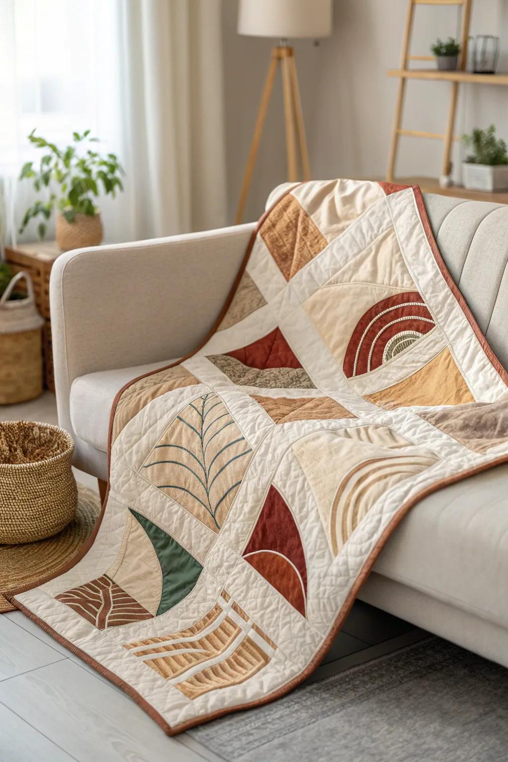 Art-inspired quilts: Where craftsmanship meets minimalist elegance.