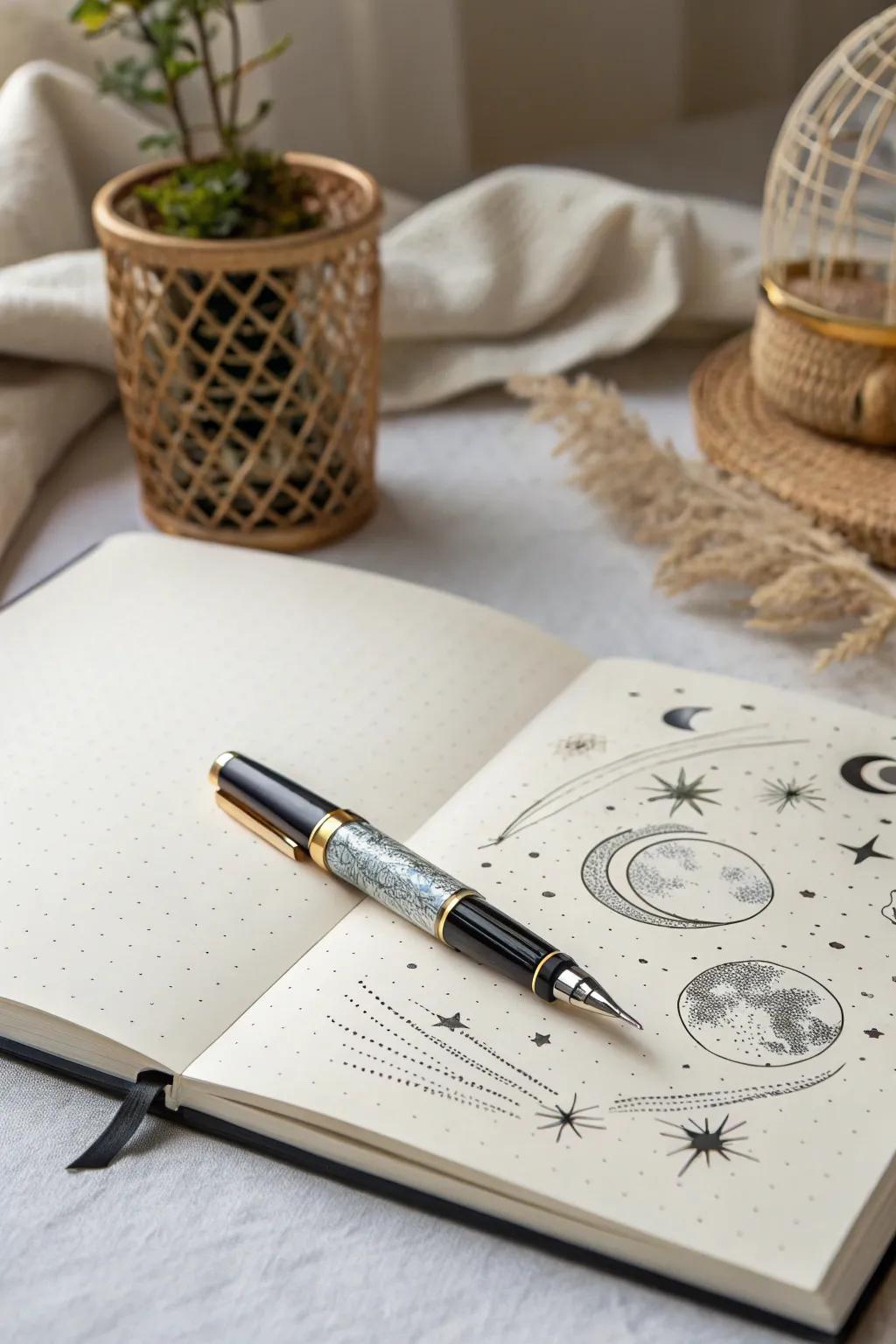 Capture the cosmos in ink and let your imagination soar with celestial sketches.