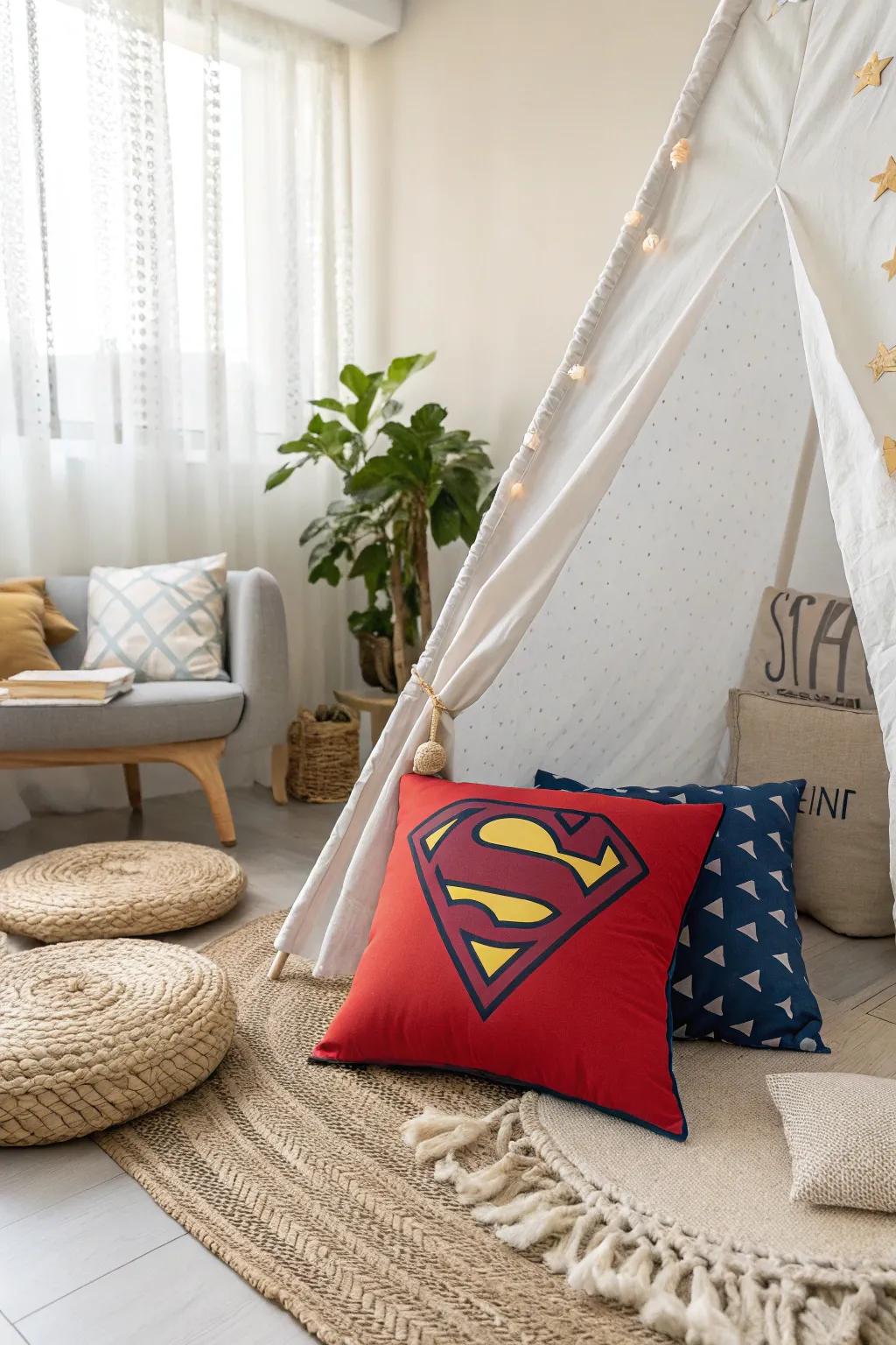Unleash your inner hero with a vibrant pillow fort that's both stylish and fun!