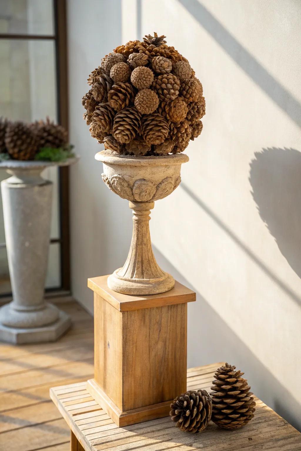 Welcome nature into your home with this stunning pinecone topiary, a perfect blend of rustic elegance and minimalist design.