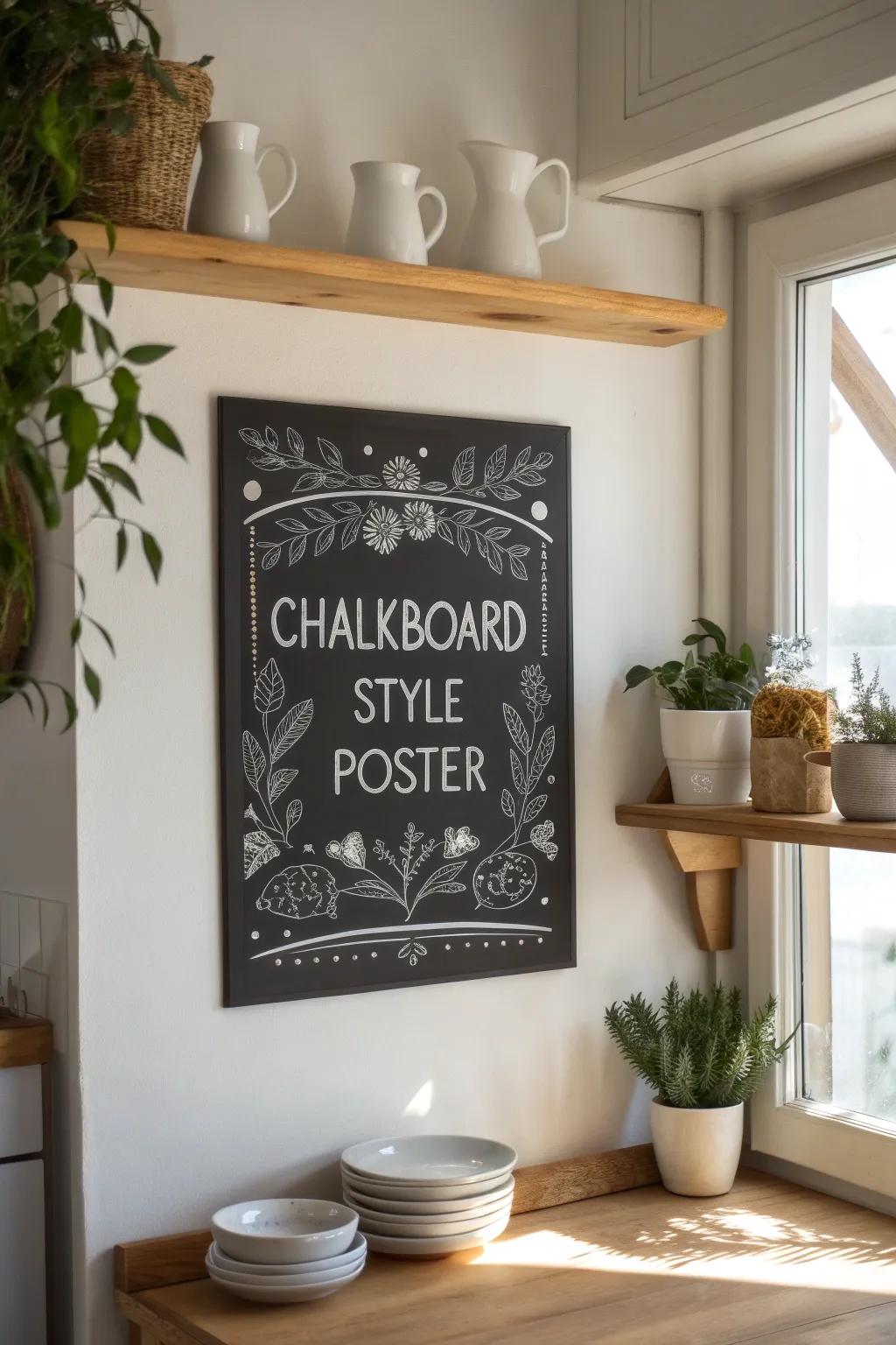 Add a touch of rustic charm to your kitchen with a boho-inspired chalkboard border.