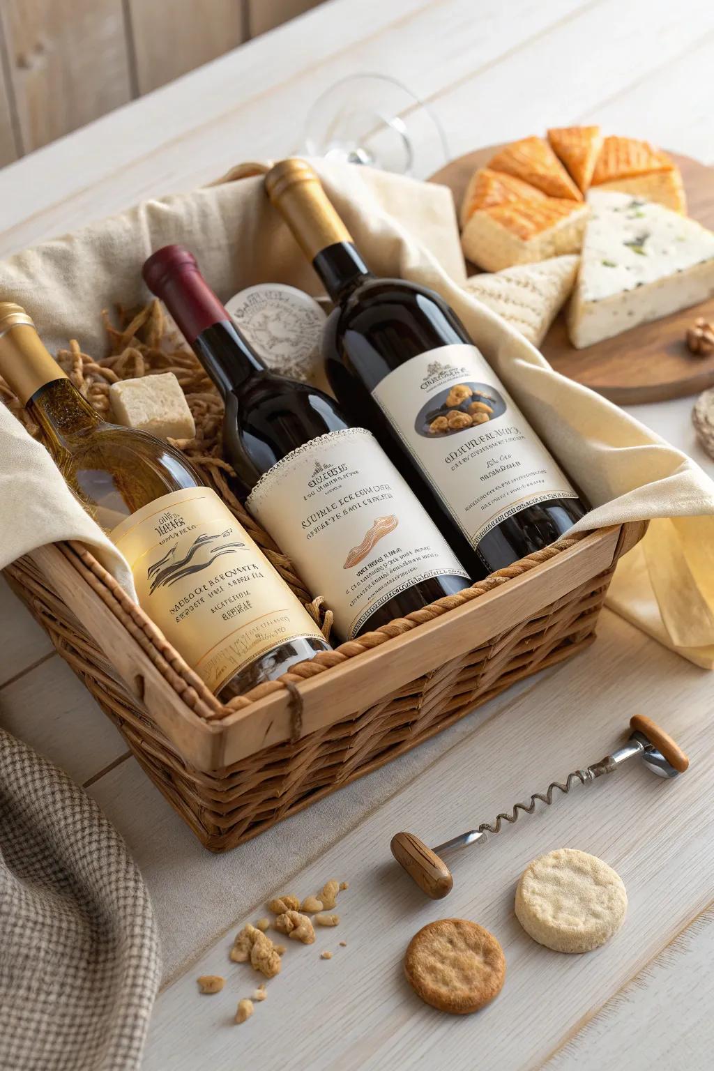 Indulge in the art of wine tasting with this exquisitely curated Wine Connoisseur Basket. 🍷🧀