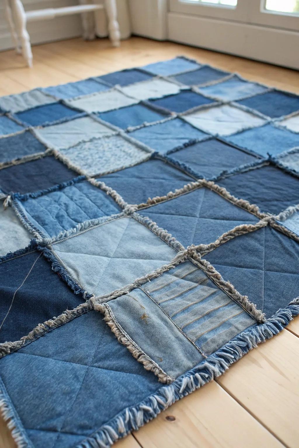 Upcycle your old jeans into a stunning denim rag quilt—where style meets sustainability!