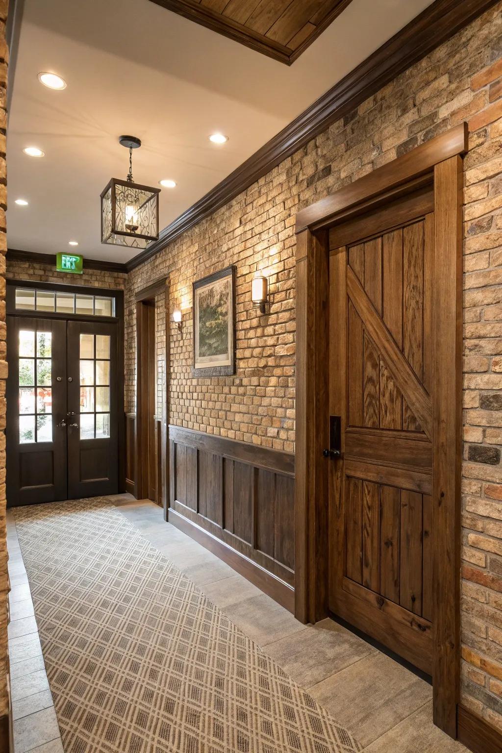 Textured walls add dimension and warmth to the entryway.