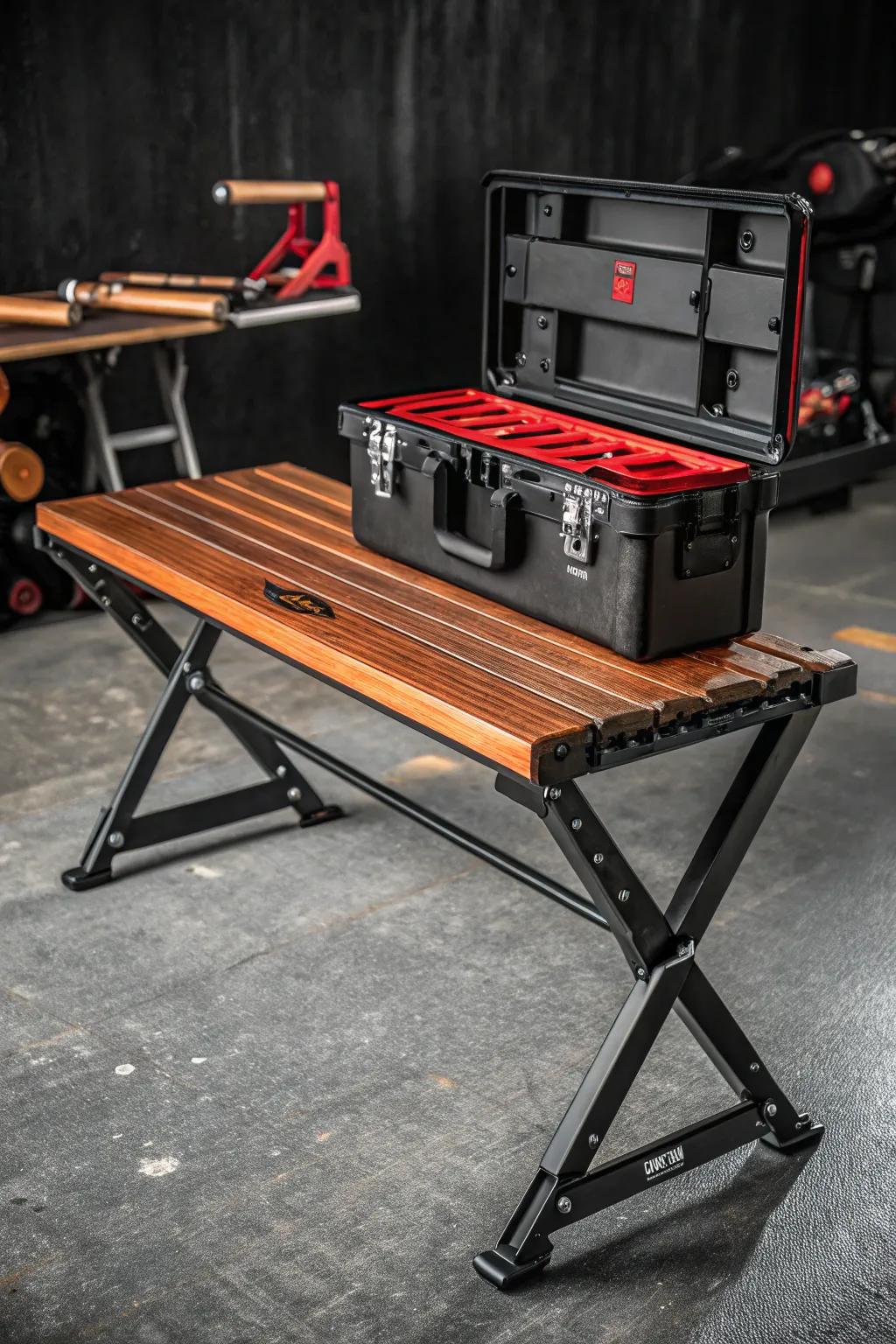 Sleek and Efficient: This portable folding bench is your space-saving solution with style.