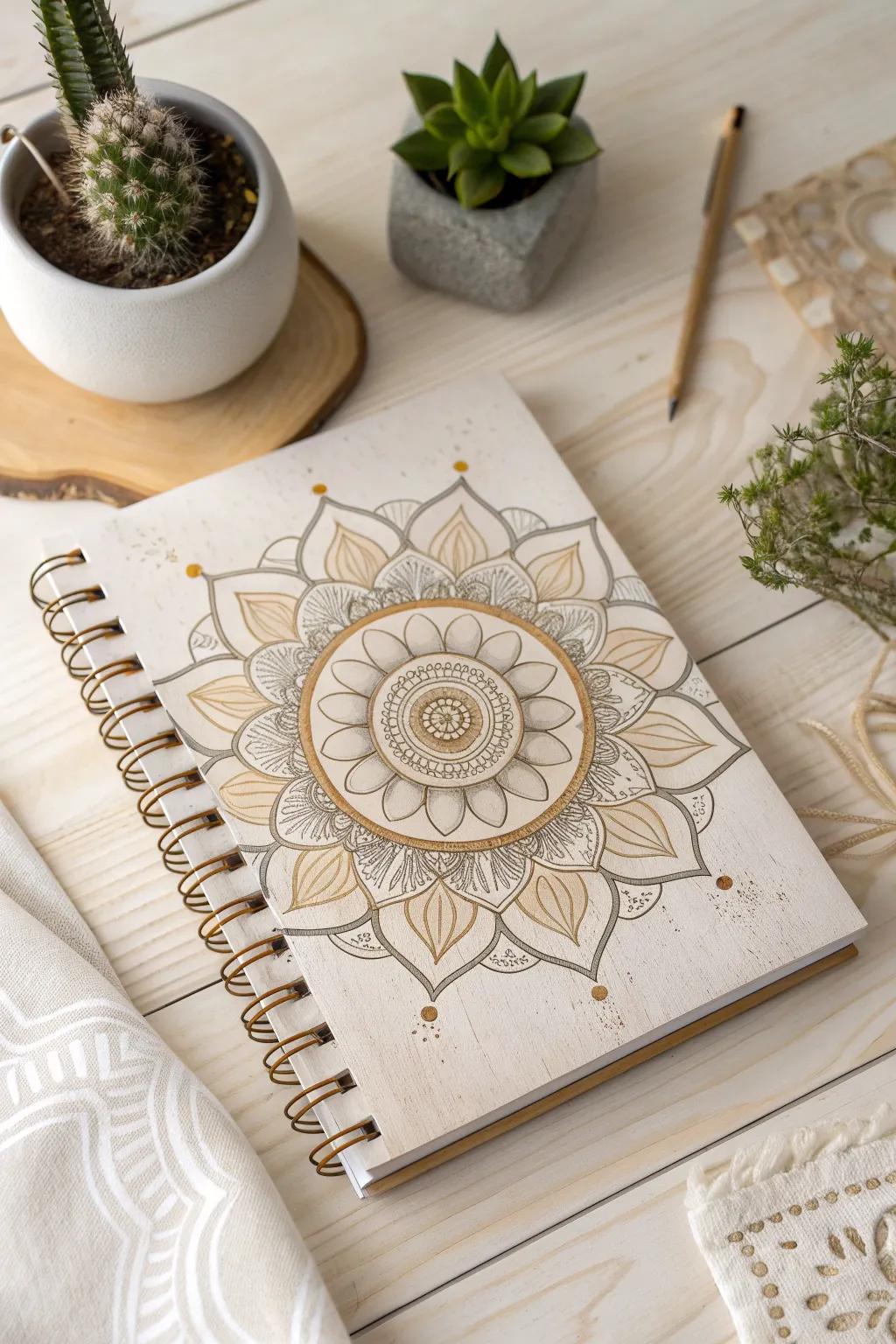 Embrace global artistry with a mandala-inspired resin notebook, bringing zen and beauty to your daily notes.