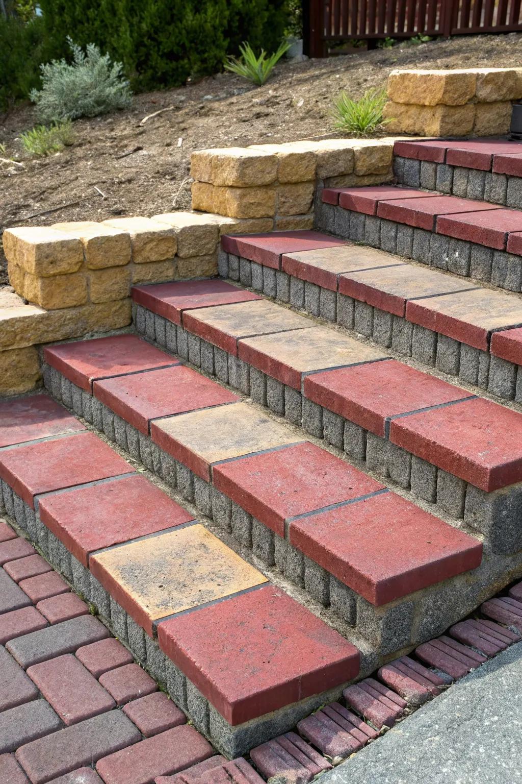 Elevate your outdoor space with these stunning paver steps, where craftsmanship meets design flexibility.