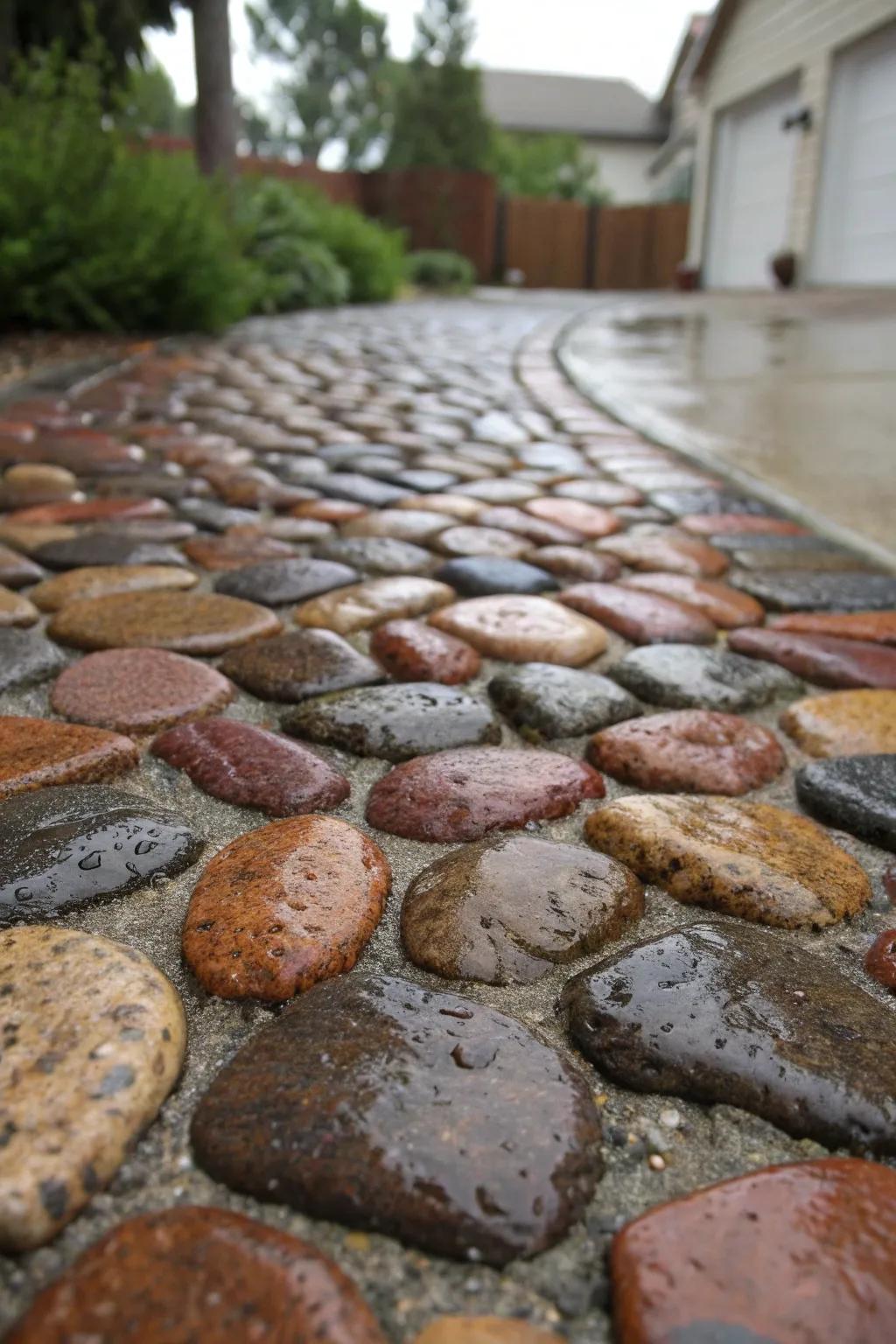 Craftsmanship meets functionality: A stunning cobbled driveway that blends beauty with practical drainage.