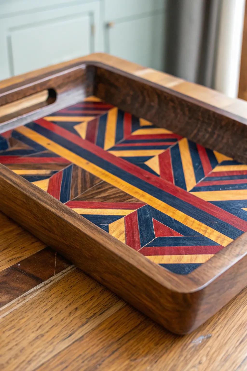 Elevate your style with a bold geometric rolling tray that marries precision and artistry.