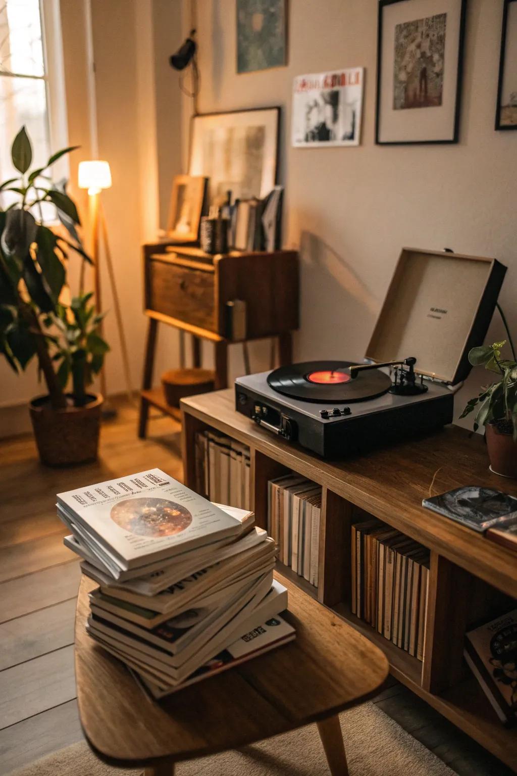 A personalized playlist turns the room into a space filled with sentiment.