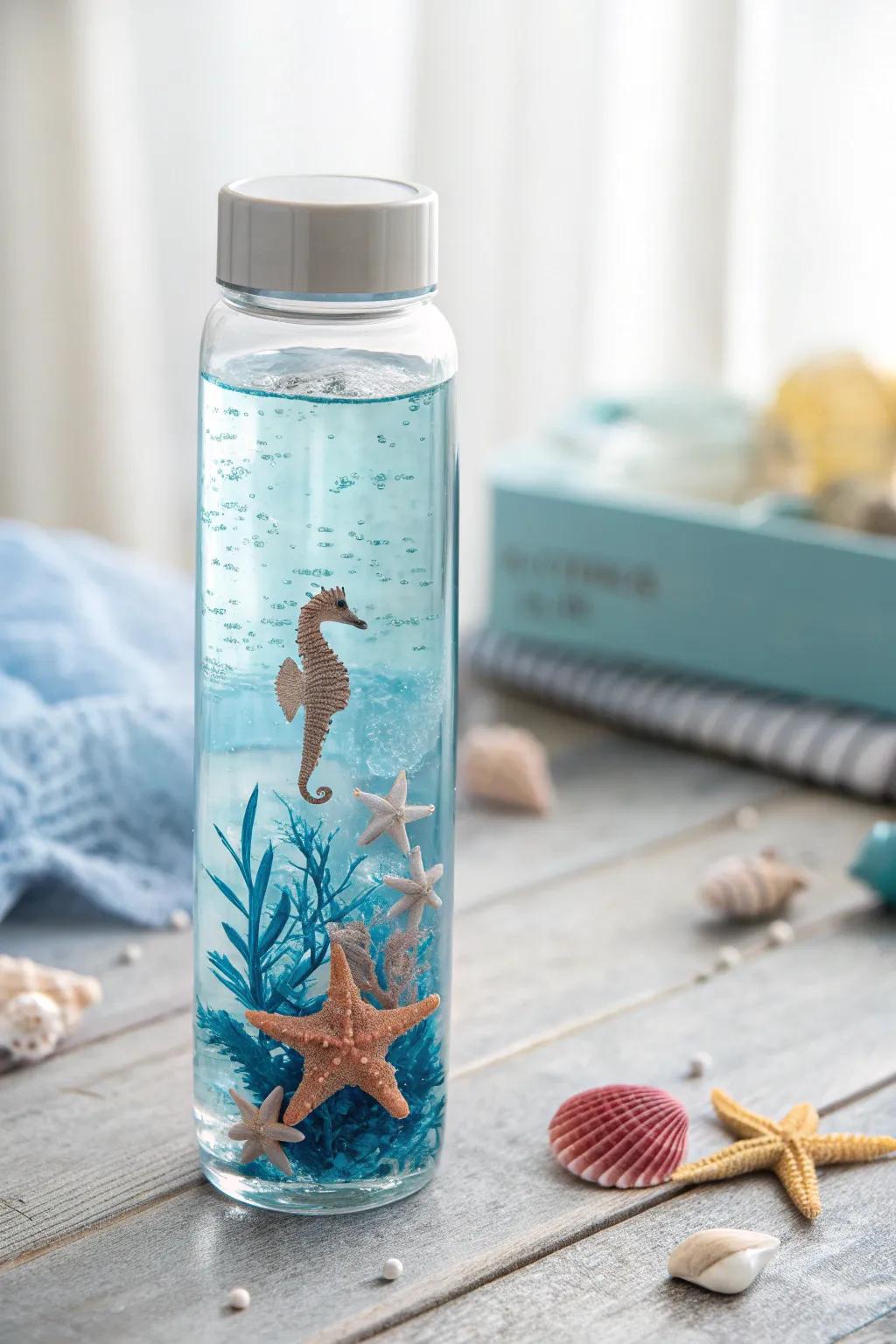 Dive into tranquility with this charming underwater sensory bottle—a perfect blend of elegance and playfulness!