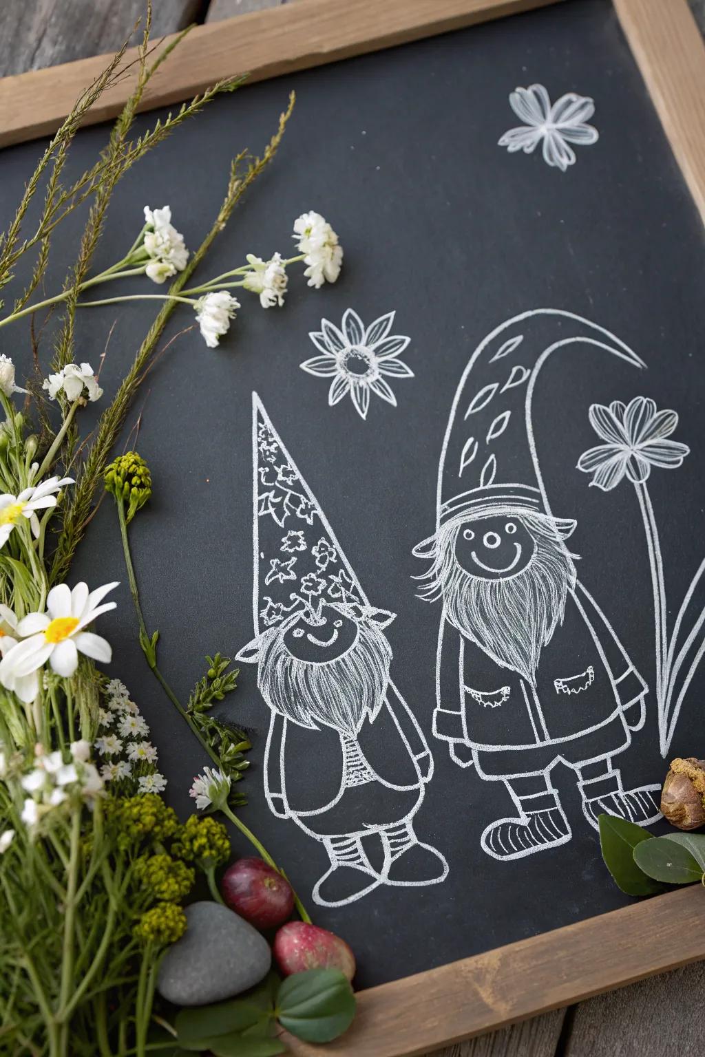 Add a touch of whimsy to your spring decor with playful chalkboard gnomes!