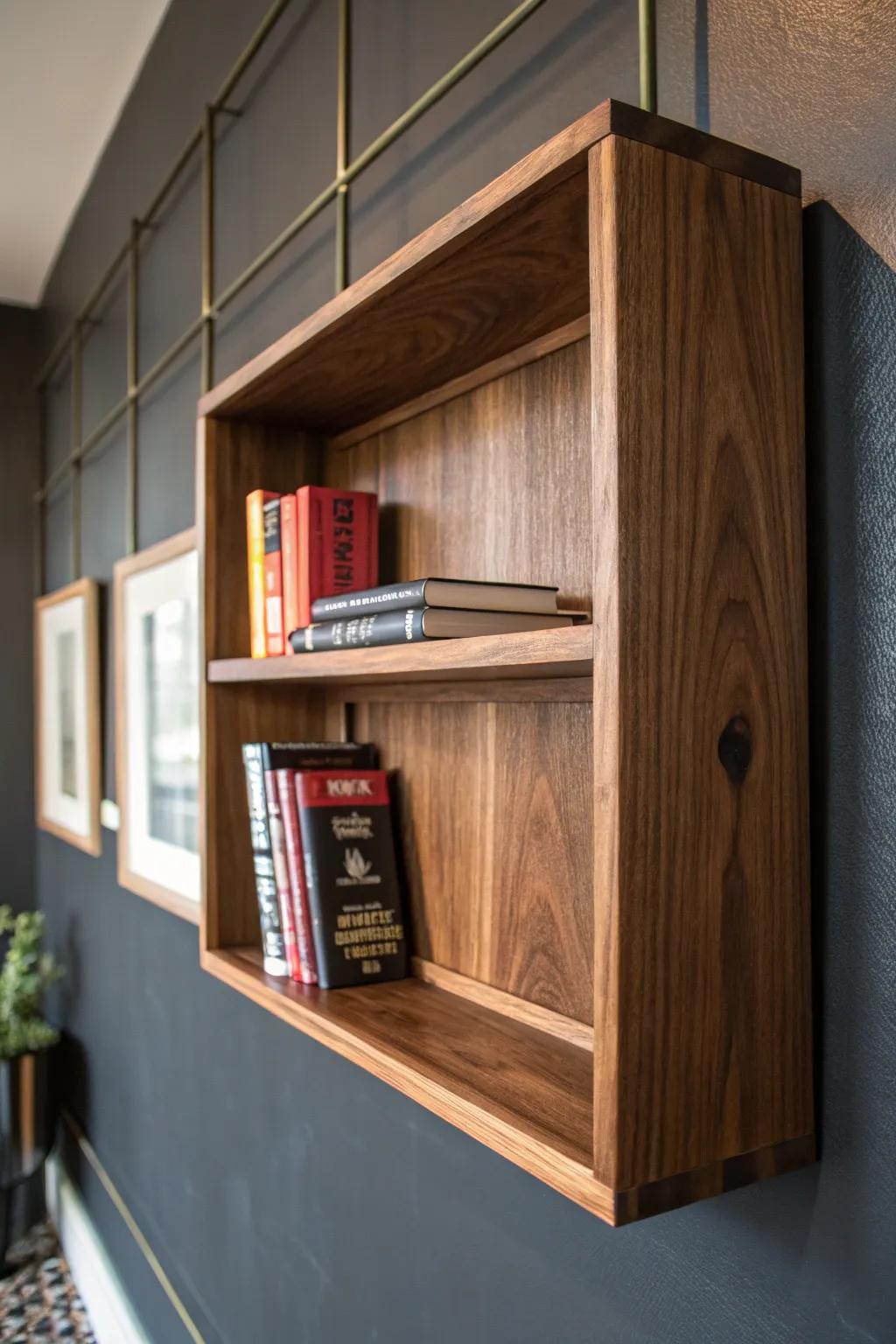 Elevate your space with elegant floating book shelves that blend craftsmanship with functionality.
