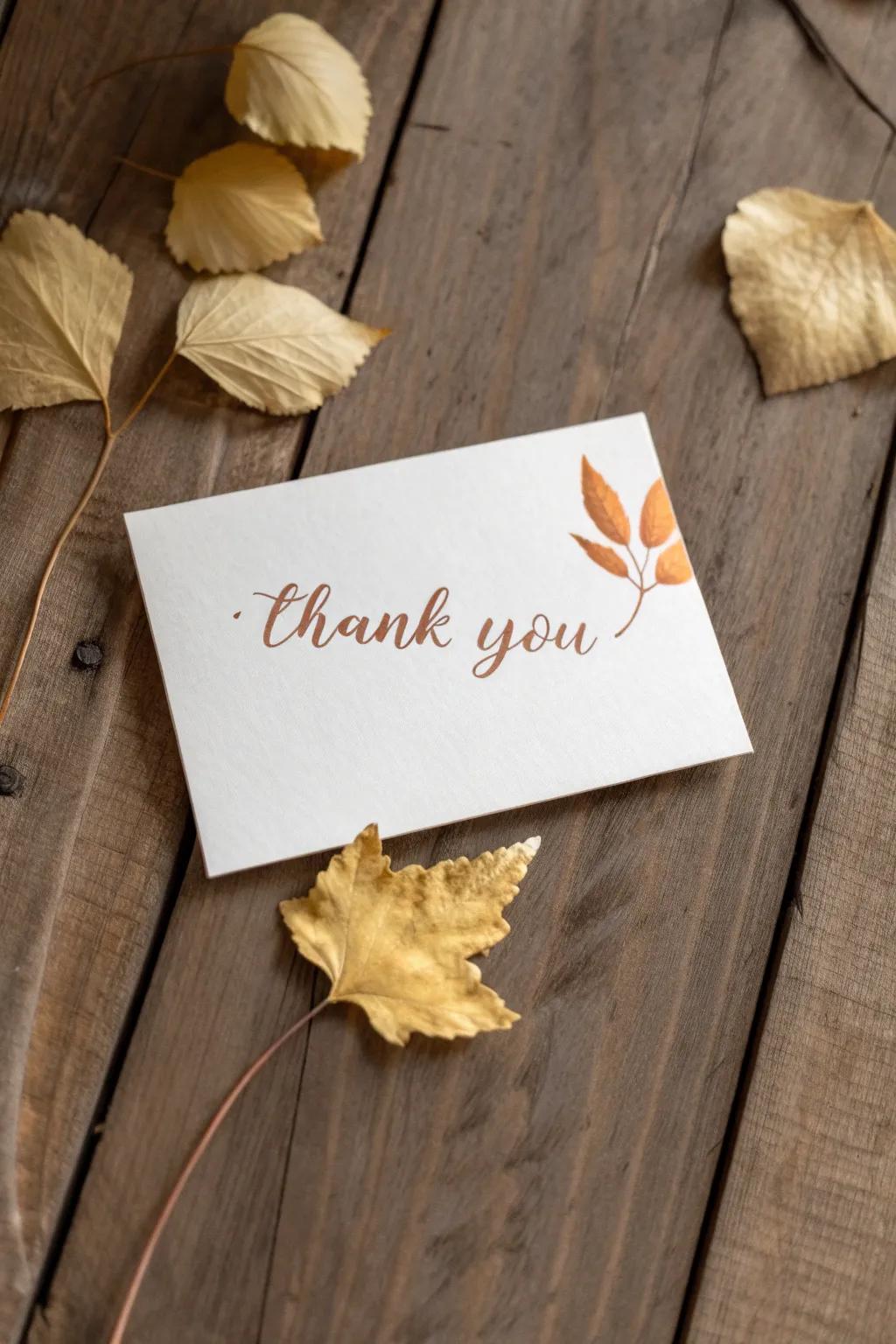 Embrace the spirit of autumn with a beautifully crafted thank you card that speaks from the heart.