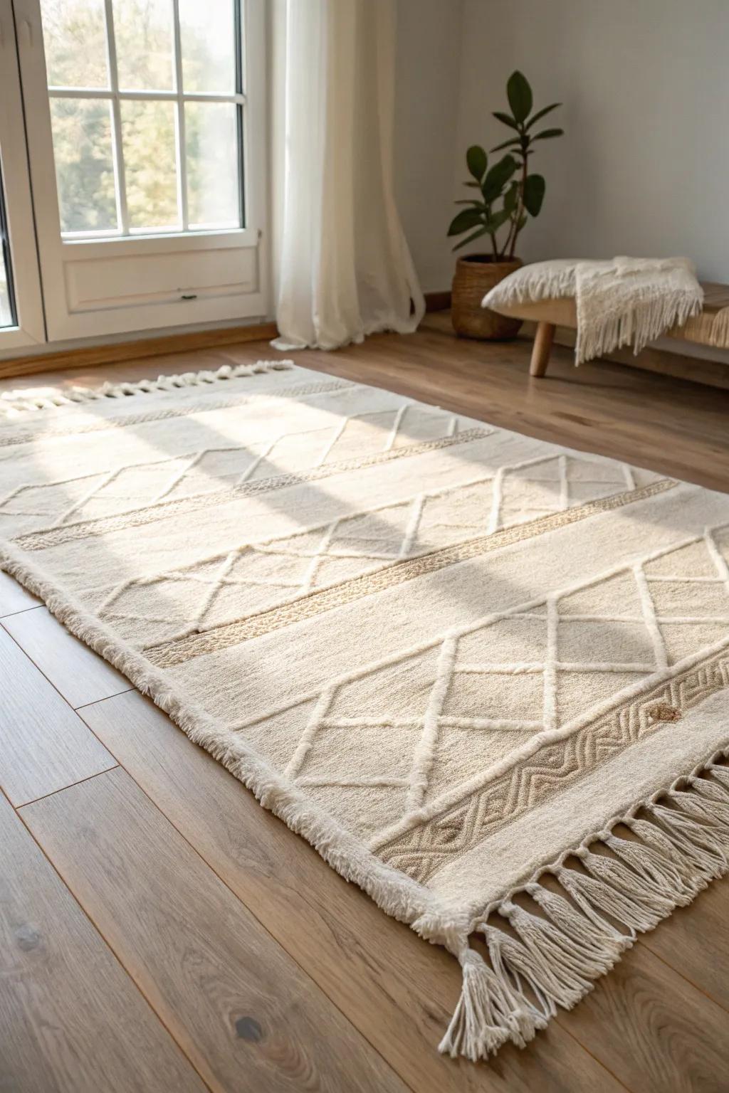 Transform your space with a cozy, handcrafted rug from a thrifted blanket—where minimalism meets boho charm.