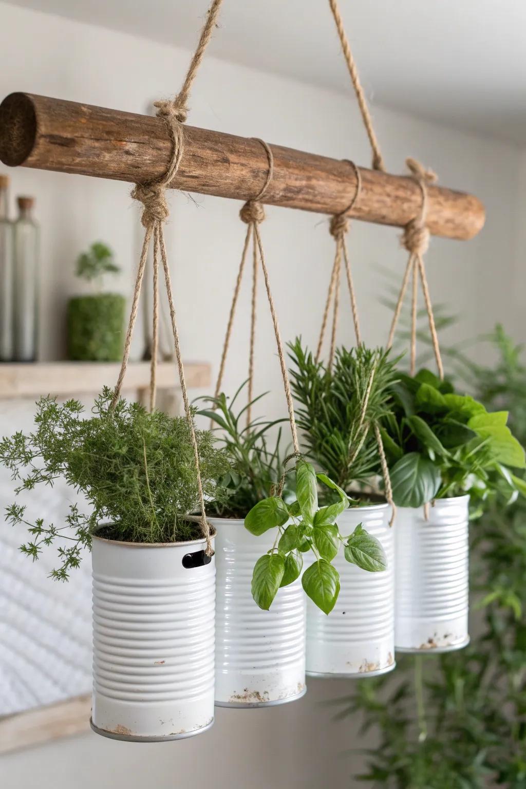 Elevate your kitchen décor with this chic tin can herb drying rack—a perfect blend of functionality and minimalist charm.