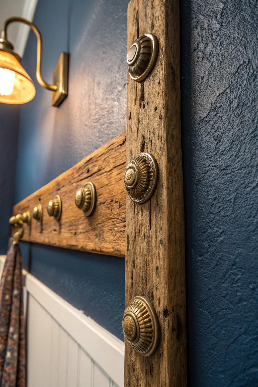 Elevate your entryway with handcrafted charm: Stylish tobacco stick wall hooks for the modern craftsman.