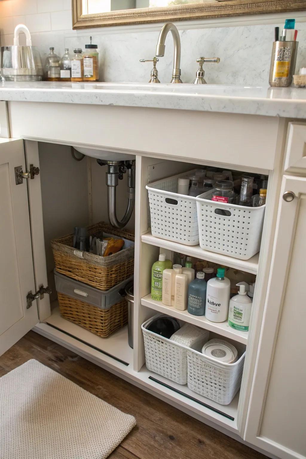 Creative use of unused space adds valuable storage.