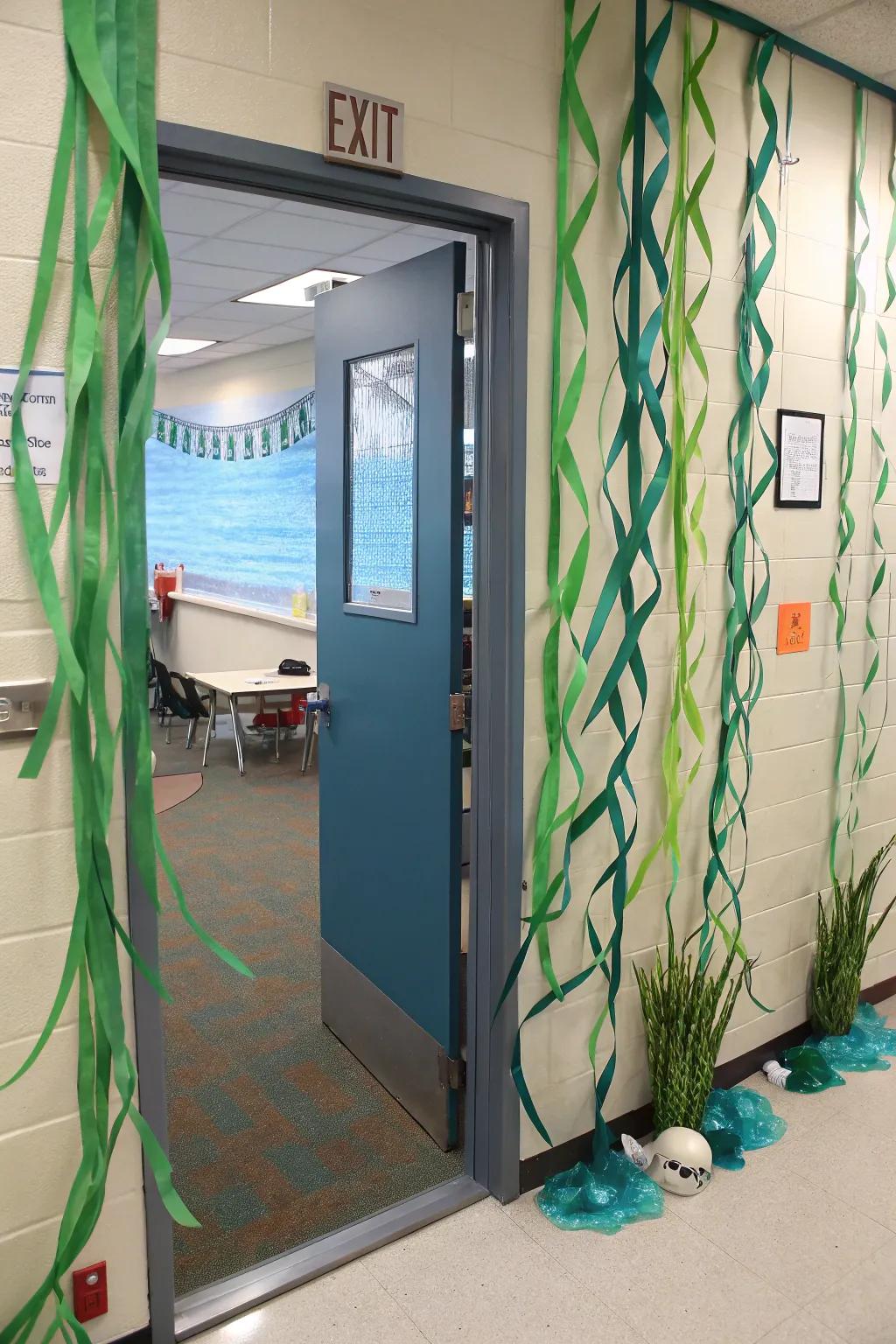 Seaweed streamers sway with each opening of the door.