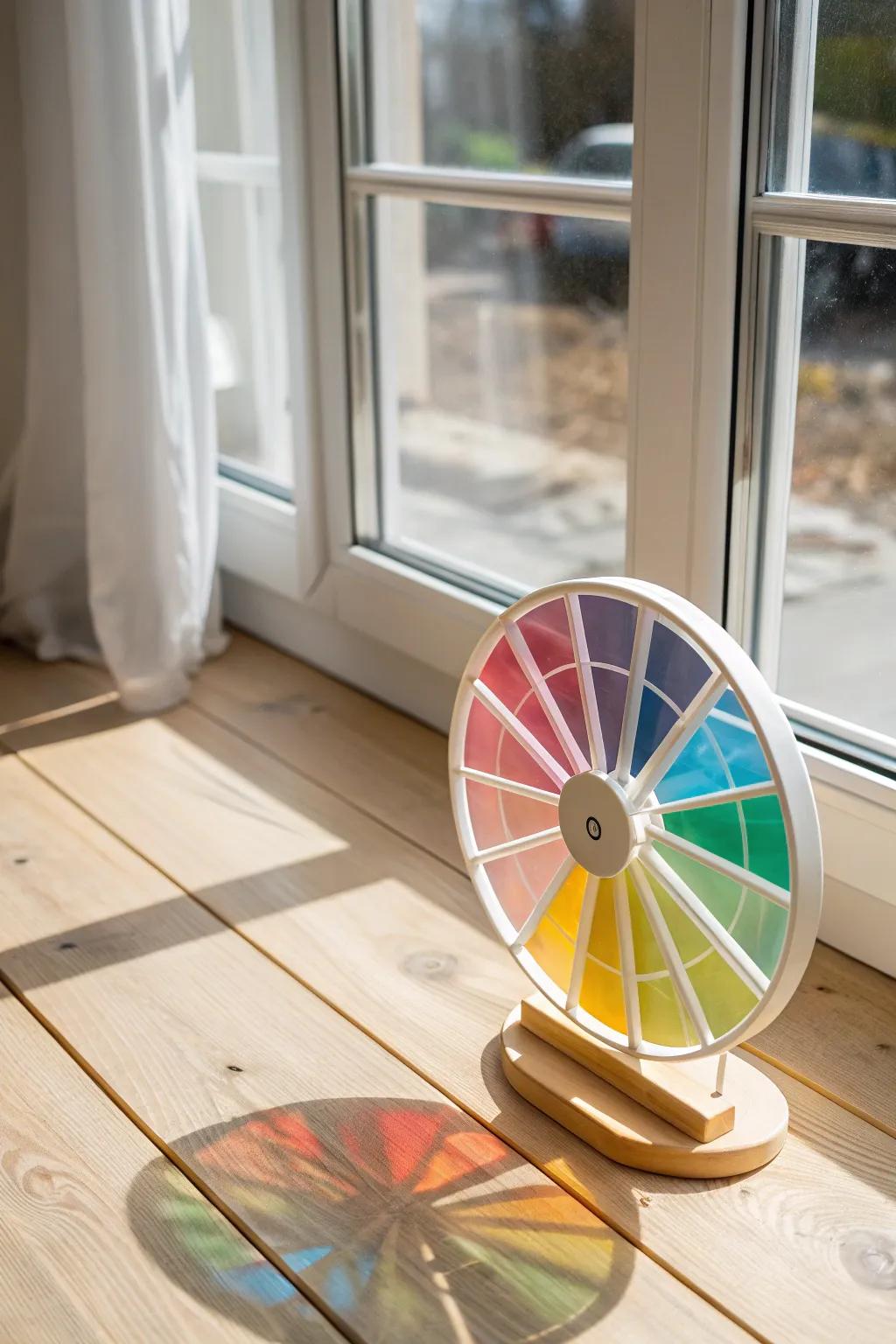 Discover the art of light and shadow with this handcrafted translucent color wheel, perfect for adding a touch of creative elegance to any space.