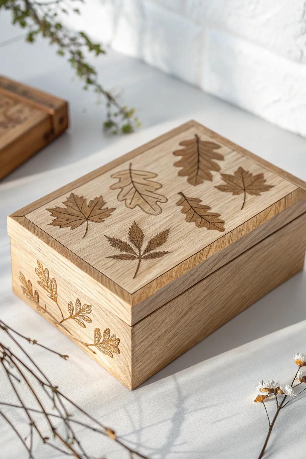 Embrace nature's elegance with this uniquely crafted wooden box, where simplicity meets natural beauty.