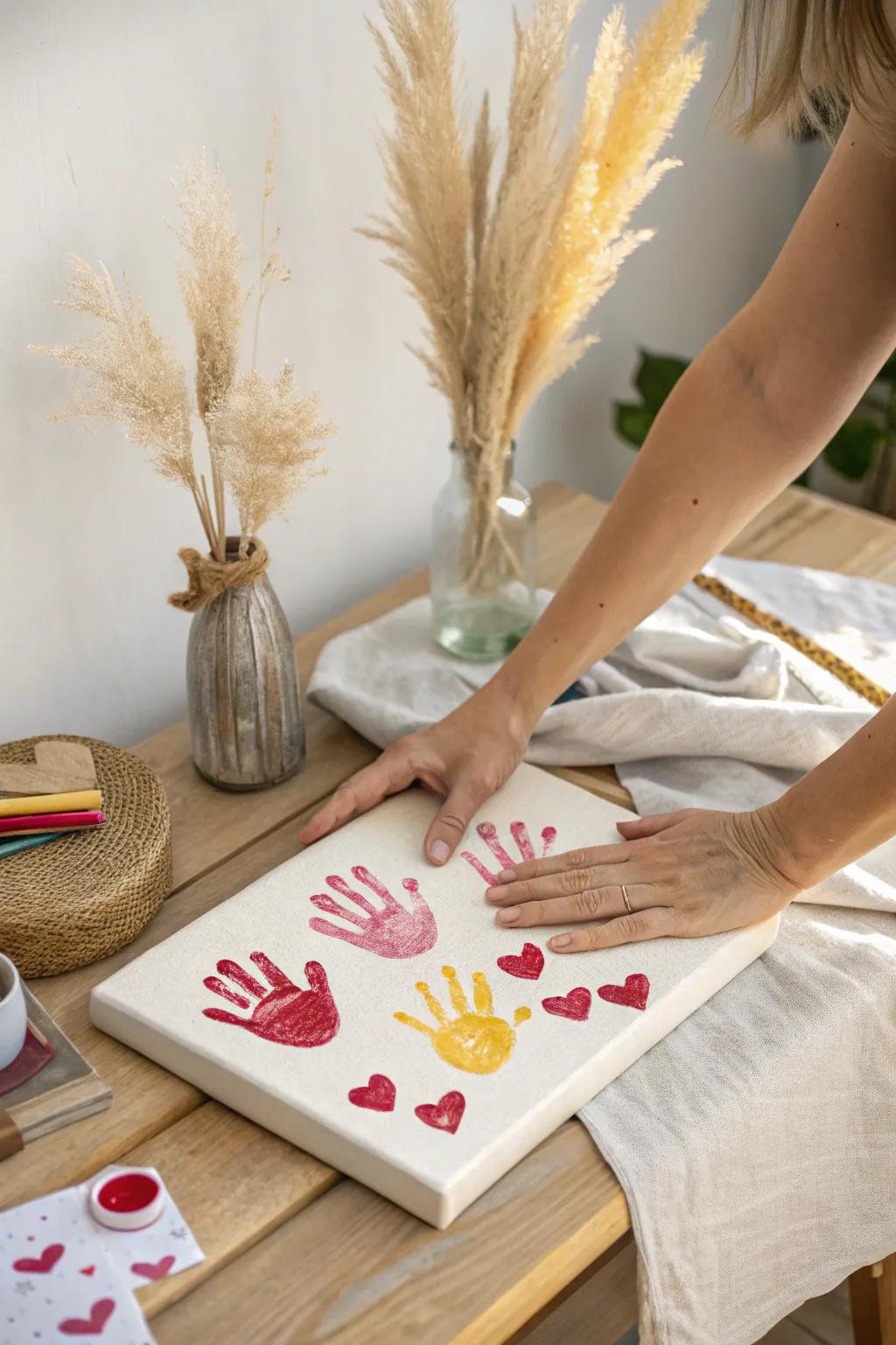 Create cherished memories with handprint heart art, a perfect blend of love and simplicity.
