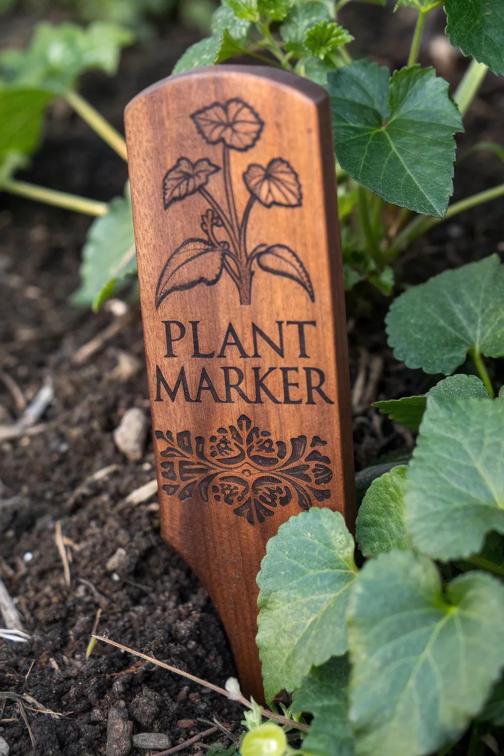 Elevate your garden's charm with handcrafted engraved plant markers.