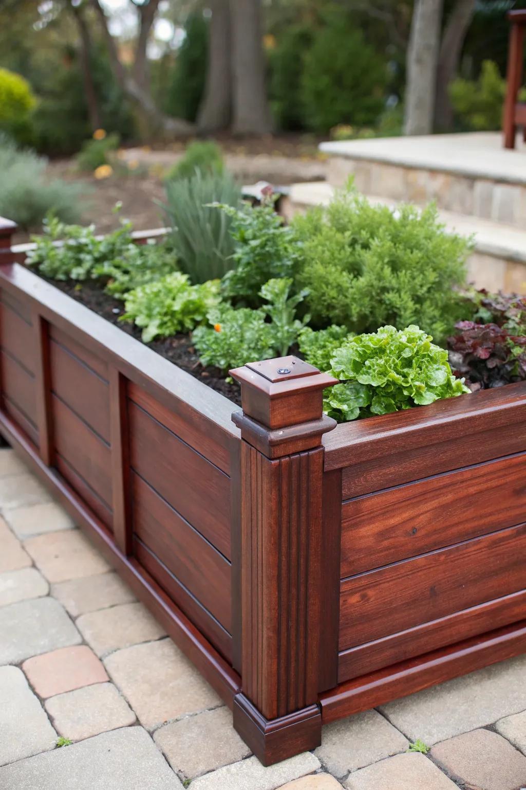 Elevate your garden with craftsmanship: A stunning raised garden bed centerpiece.