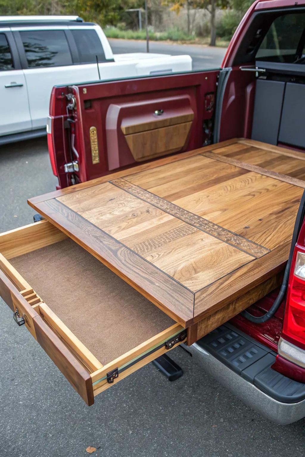 Elevate your road trips with a striking pop-up wood table—where craftsmanship meets functionality.