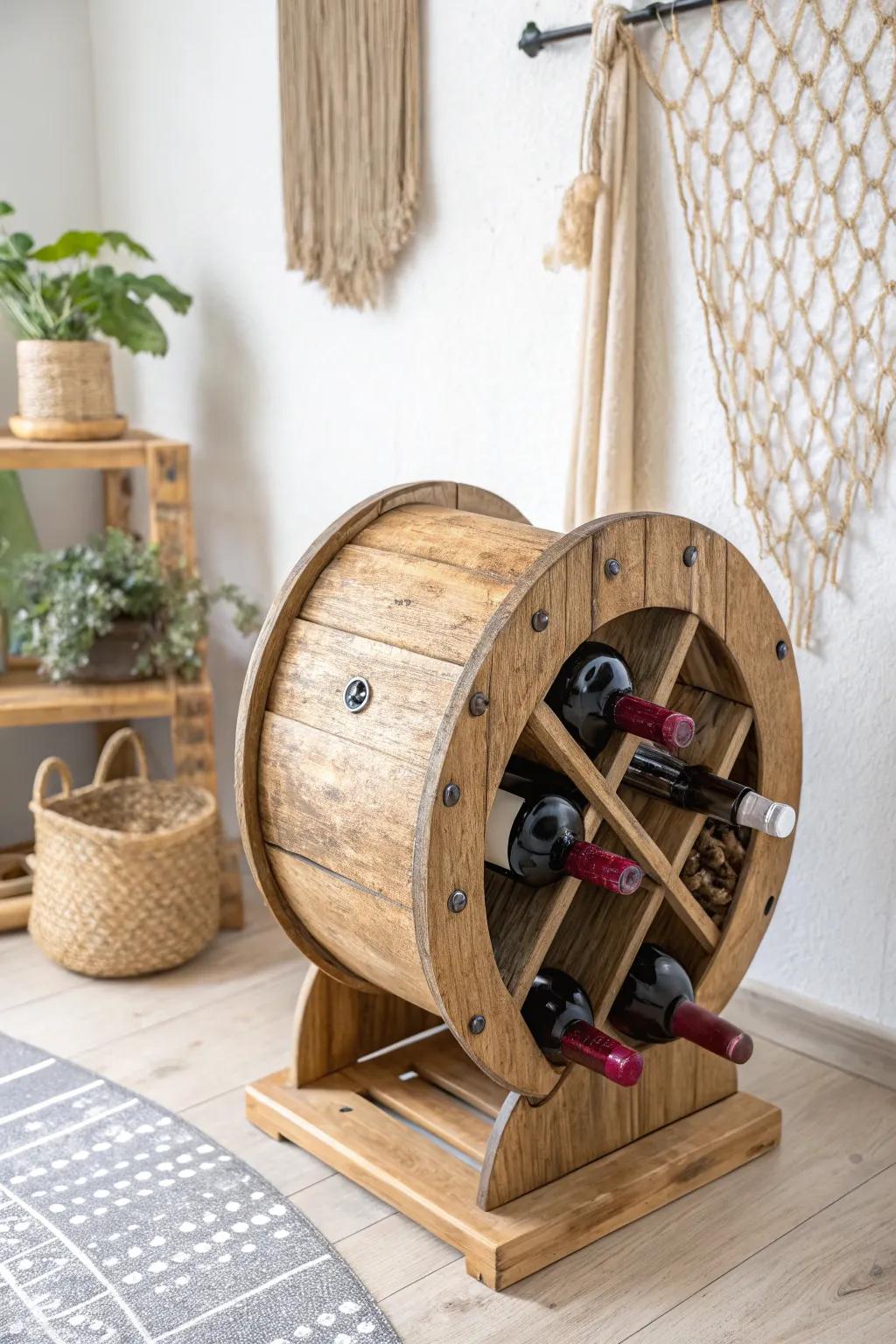 Elevate your space with a rustic wine rack that blends craftsmanship with Scandinavian charm.