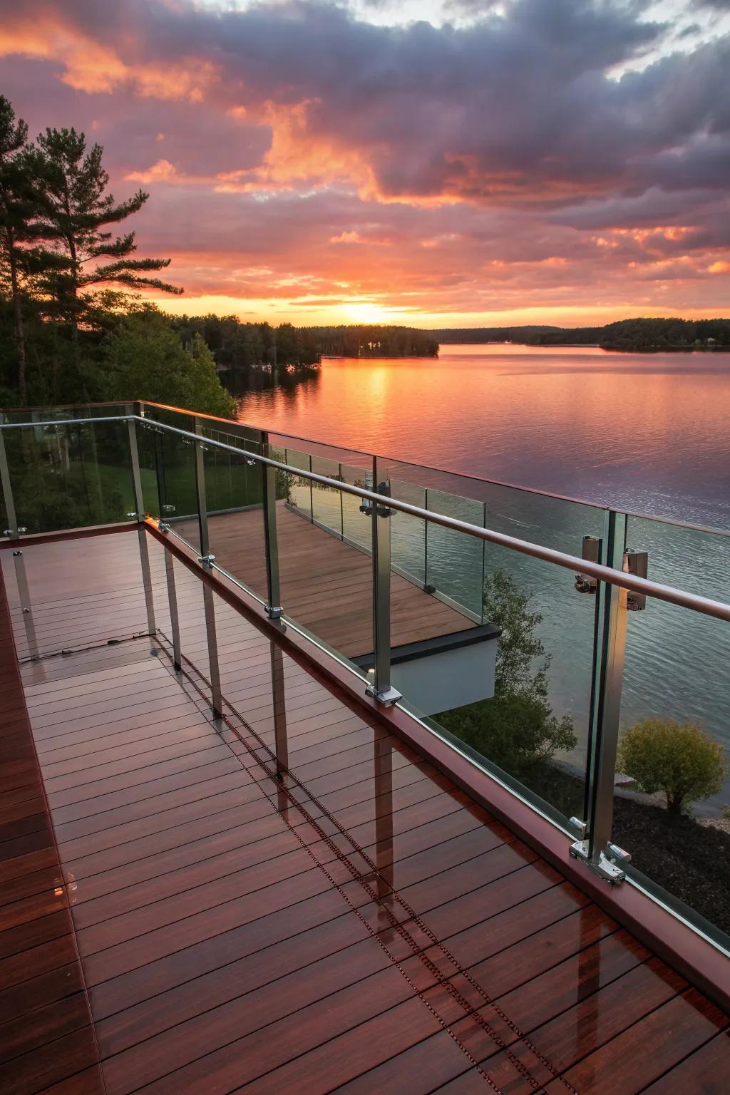 Elevate your view with stunning glass railings for an unparalleled scenic experience.
