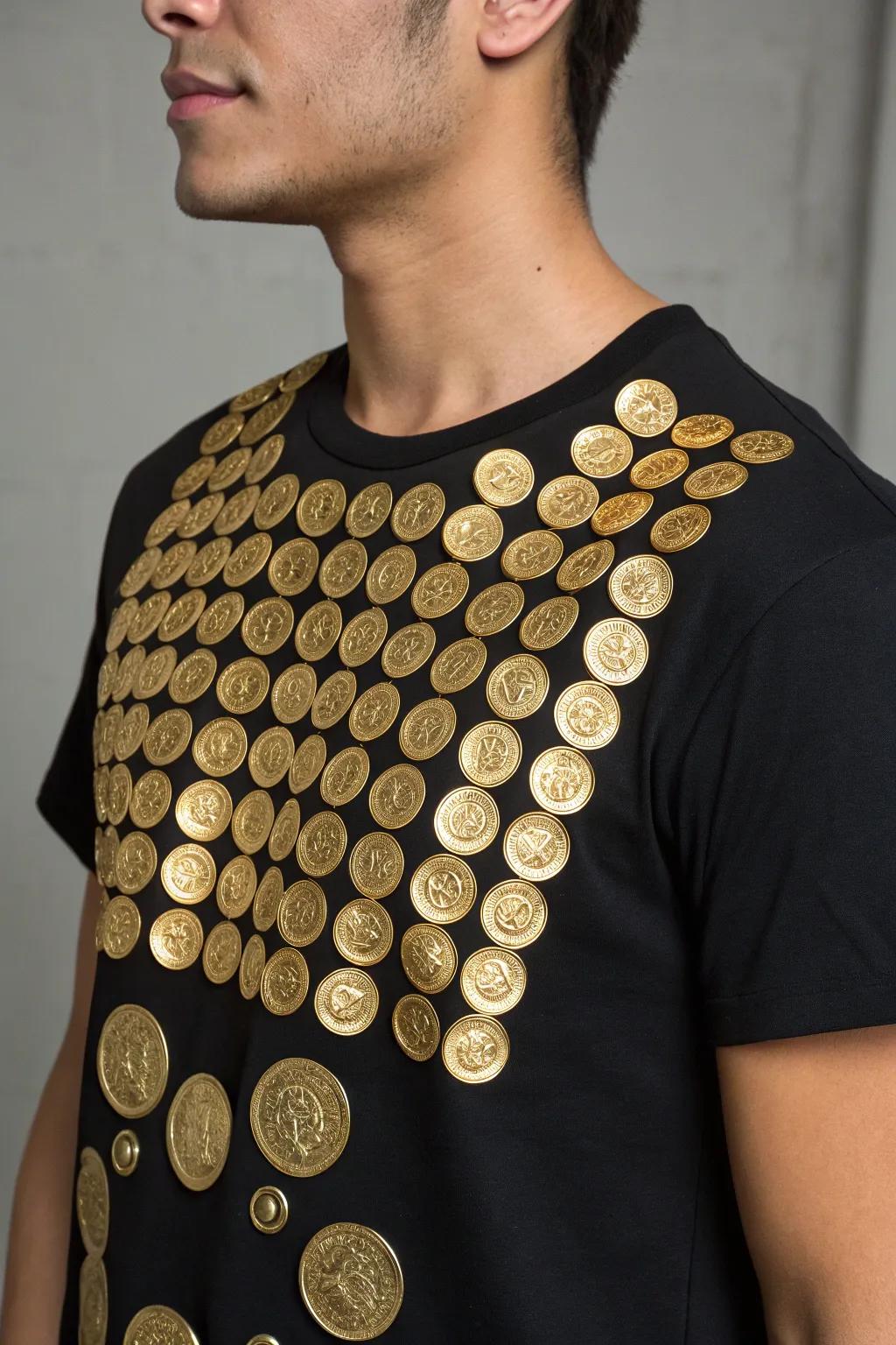 Add a touch of bling with a 100-coin shirt—where style meets financial flair.